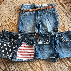 Mud and Justice Denim Shorts Set with American Flag Design